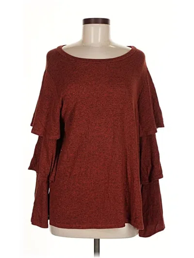 Pre-owned Jodifl 3/4 Sleeve Top Burgundy Cold Shoulder Neckline Tops