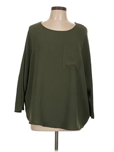 Pre-owned Jodifl 3/4 Sleeve Top Green Boatneck Tops