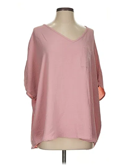 Pre-owned Jodifl 3/4 Sleeve Top Pink V-neck Tops