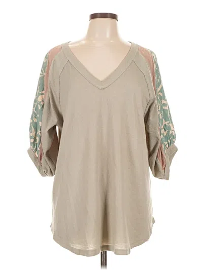 Pre-owned Jodifl 3/4 Sleeve T-shirt In Brown