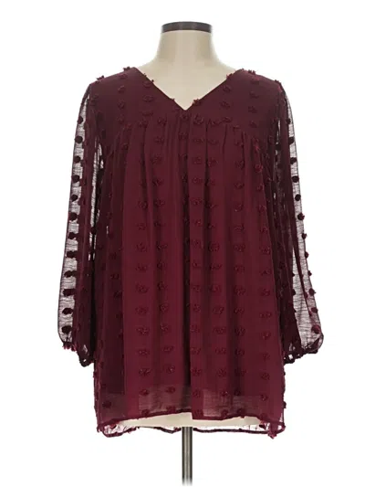 Pre-owned Jodifl 3/4 Sleeve T-shirt In Burgundy