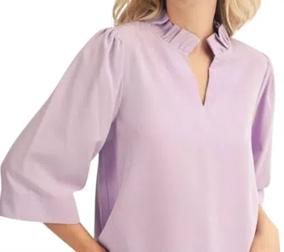 Jodifl 3/4 Sleeves Crinkled Solid Top In Lavender In Purple