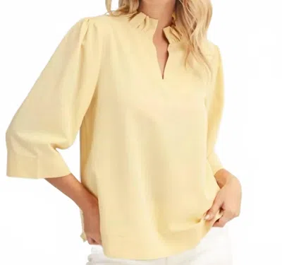 Jodifl 3/4 Sleeves Crinkled Solid Top In Yellow