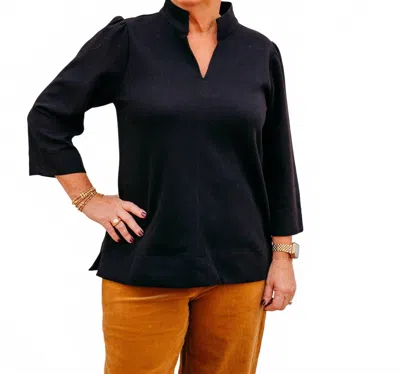 Jodifl 3/4 V-neck Sweater In Black