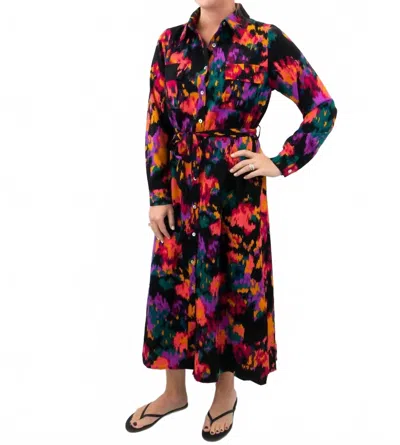 Jodifl Abstract Paint Print Maxi Dress In Black Multi