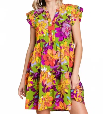 Jodifl Adell Print Dress In Green Floral In Multi