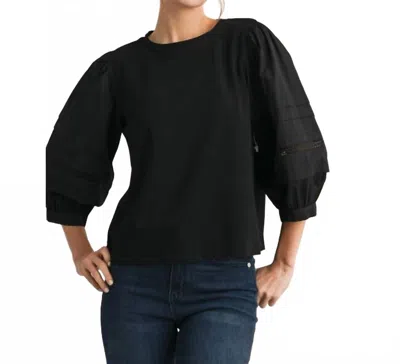 Jodifl Alice Quarter Sleeves Solid Top In Black