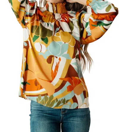 Jodifl All Together Now Mock Neck Blouse In Orange In Multi