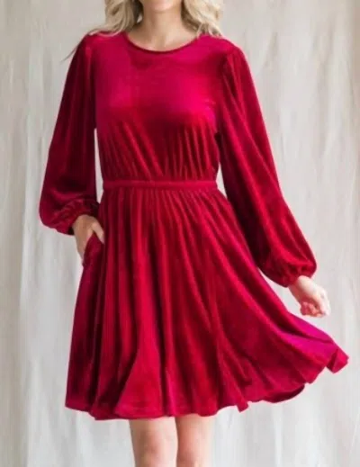 Jodifl Angelica Long Sleeve Velvet Mini Dress In Burgundy