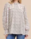 Jodifl Animal Print Mix Long Sleeve Blouse In Brown Multi In Beige