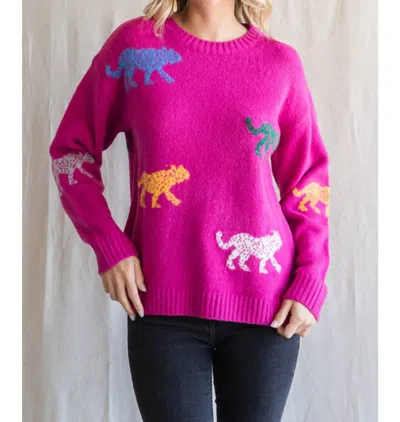 Jodifl Animal Print Sweater In Magenta