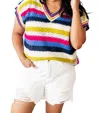 Jodifl Another One V-neck Striped Top In Multi In Multi