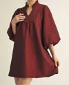 Jodifl Balloon Sleeve Baby Doll Dress In Burgundy In Red