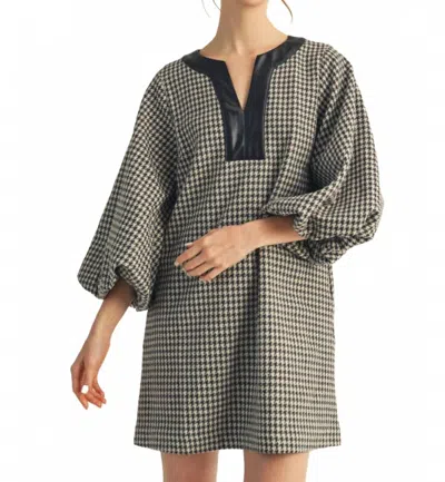 Jodifl Balloon Sleeve Dress In Black / White In Brown