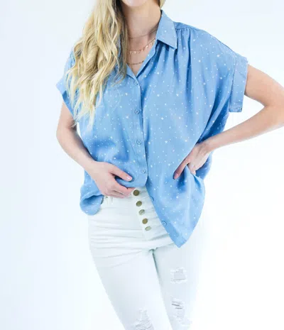 Jodifl Be A Star Chambray Top In Light Denim In Blue