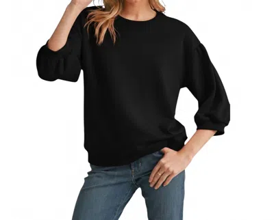 Jodifl Bella Balloon Sleeve Knit Top In Black