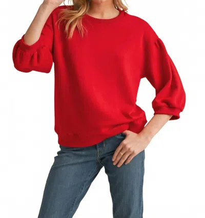 Jodifl Bella Balloon Sleeve Knit Top In Burgundy In Red