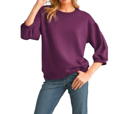 Jodifl Bella Balloon Sleeve Knit Top In Purple