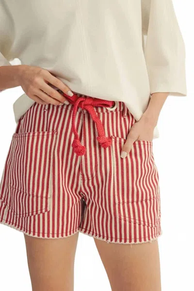 Jodifl Belt Striped Shorts In Red In Multi