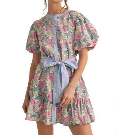 Jodifl Bitsy Mini Dress In Pink/ Blue/ Green In Multi