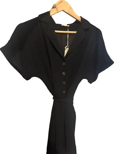 Jodifl Black Collared Button Up Romper