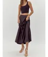 Jodifl Black Satin Midi Skirt
