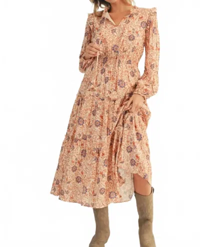 Jodifl Boho Peasant Dress In Beige In Brown