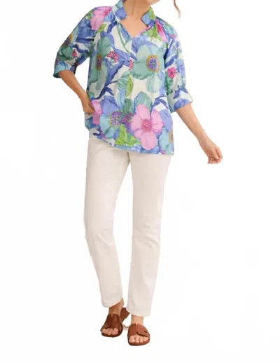 Jodifl Bold Floral Top In Royal Mix In Blue