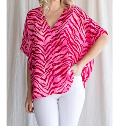 Jodifl Boxy With A V-neckline Top In Hot Pink