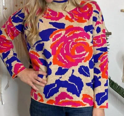 Jodifl Bright Floral Sweater In Oatmeal In White