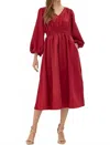 Jodifl Brylee Long Sleeve Maxi Dress With Pockets In Red In Red