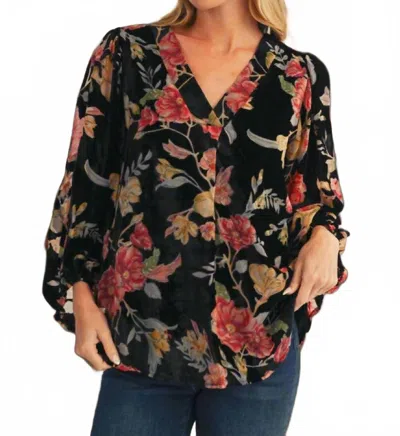 Jodifl Burnout Velvet Floral Blouse In Black