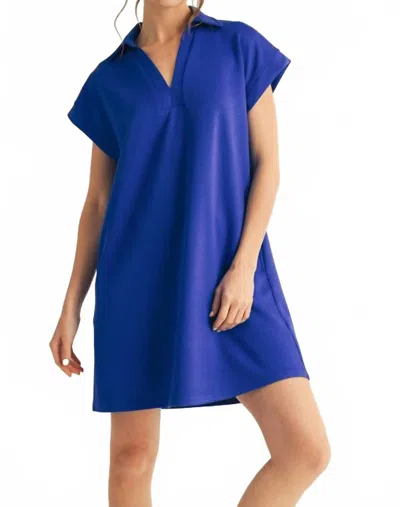 Jodifl Celeste Collared Scuba Mini Dress In Blue Jay