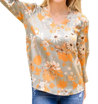 Jodifl Chantry V Neck Floral Blouse In Sage In Multi