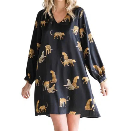 Jodifl Cheetah Animal Print Dress In Black