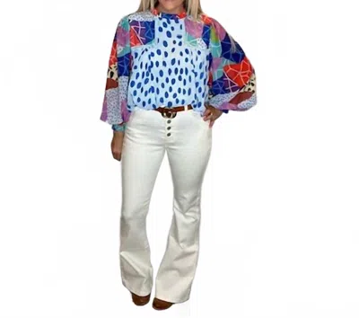 Jodifl Chiffon Top Blouse In Blue Dot