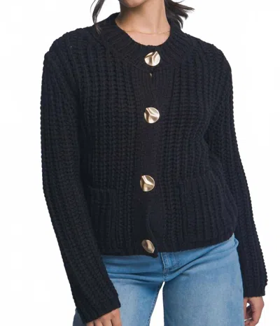 Jodifl Chunky Knit Cardigan Top In Black