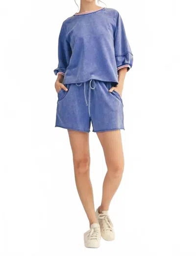 Jodifl Color Band Edge Detail Washed Top And Shorts Set In Royal In Blue