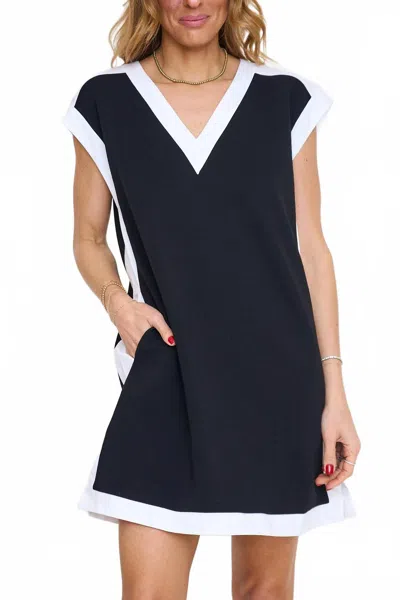 Jodifl Contrast Accent Solid Casual Dress In Black