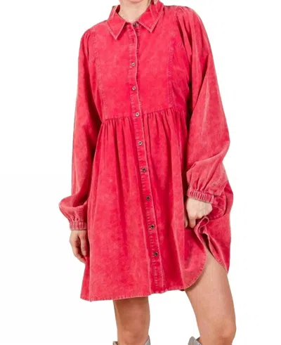 Jodifl Corduroy Dress In Cranberry In Pink