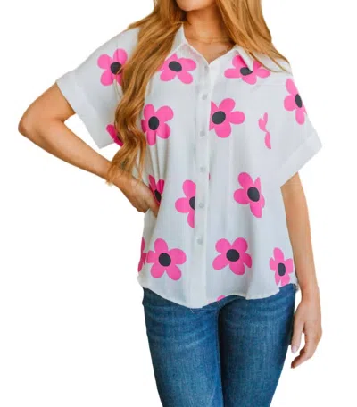 Jodifl Daisy Delight Mod Floral Button Down In White