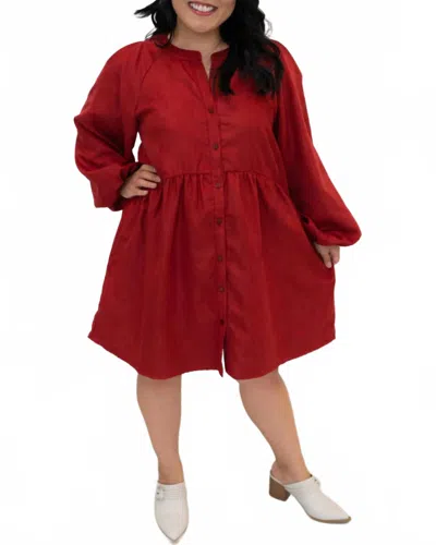 Jodifl Dallas Button Down Dress In Cool Red