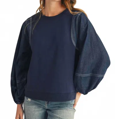 Jodifl Denim Duo Textured Top In Blue
