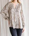 Jodifl Dot Print Long Sleeves Top In Taupe In Grey