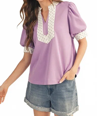 Jodifl Dotty Collar Top In Lavender In Purple