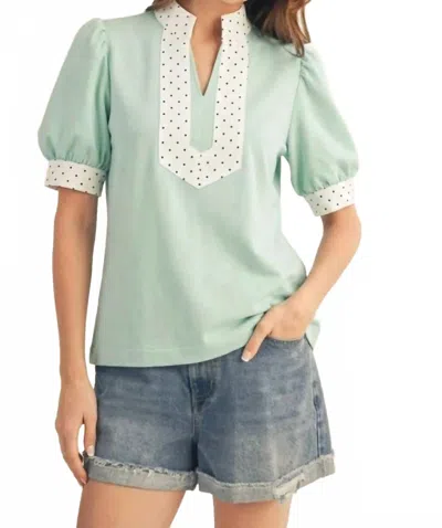 Jodifl Dotty Collar Top In Mint In Green
