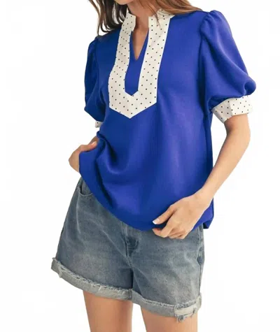 Jodifl Dotty Collar Top In Royal Blue
