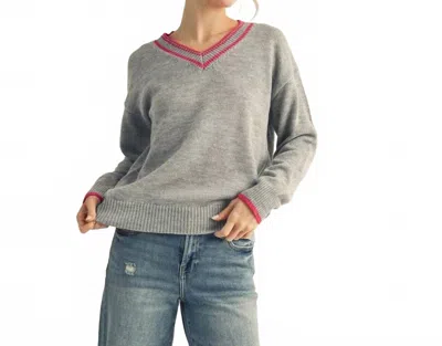 Jodifl Drop Shoulder V-neck Sweater In Heather Grey In Gray