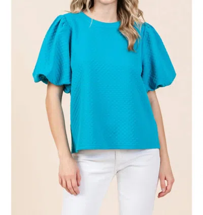 Jodifl Embossing Texture Top In Turquoise In Blue