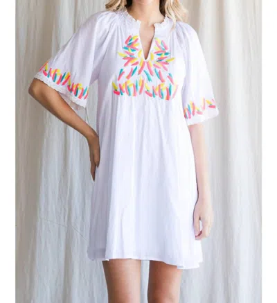 Jodifl Embroidered Mini Dress In White